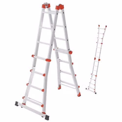 Hailo M80 multifunctionele aluminium ladder, 4 x 4 sporten, belastbaar tot 150 kg, zilver
