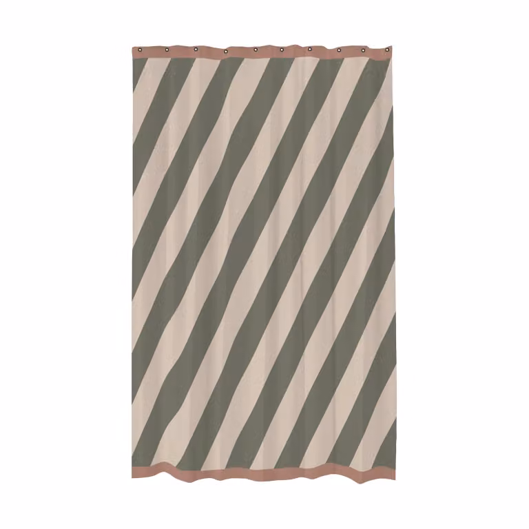 Mette Ditmer Diagonal douchegordijn Dark olive 150 x 200 cm