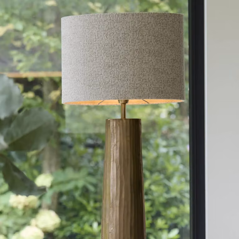 Light en Living Ovaal Recht Smal Hoog Kap in de kleur Zand, B/D/H: 45 x 21 x 32 cm
