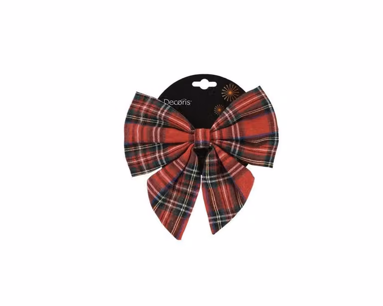 Rode kerststrik van polyester met geometrisch patroon, 20 cm