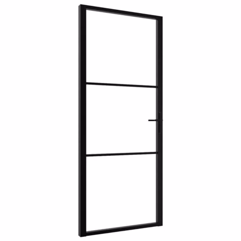 vidaXL Binnendeur van ESG-glas en aluminium in zwart, 93 x 201,5 cm