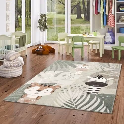 Softstar Kids Kindertapijt Safari Friends Muntgroen