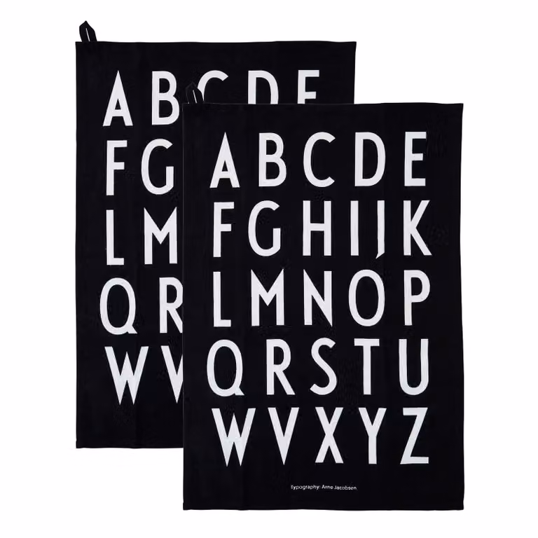 Design Letters Keukenhanddoek 2-pack Zwart 40 x 60 cm