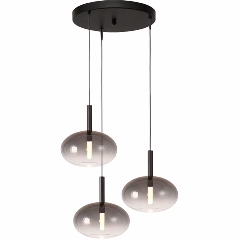 Masterlight Lido Onion hanglamp met smoke-fading glas in grijs, Ø 24 cm
