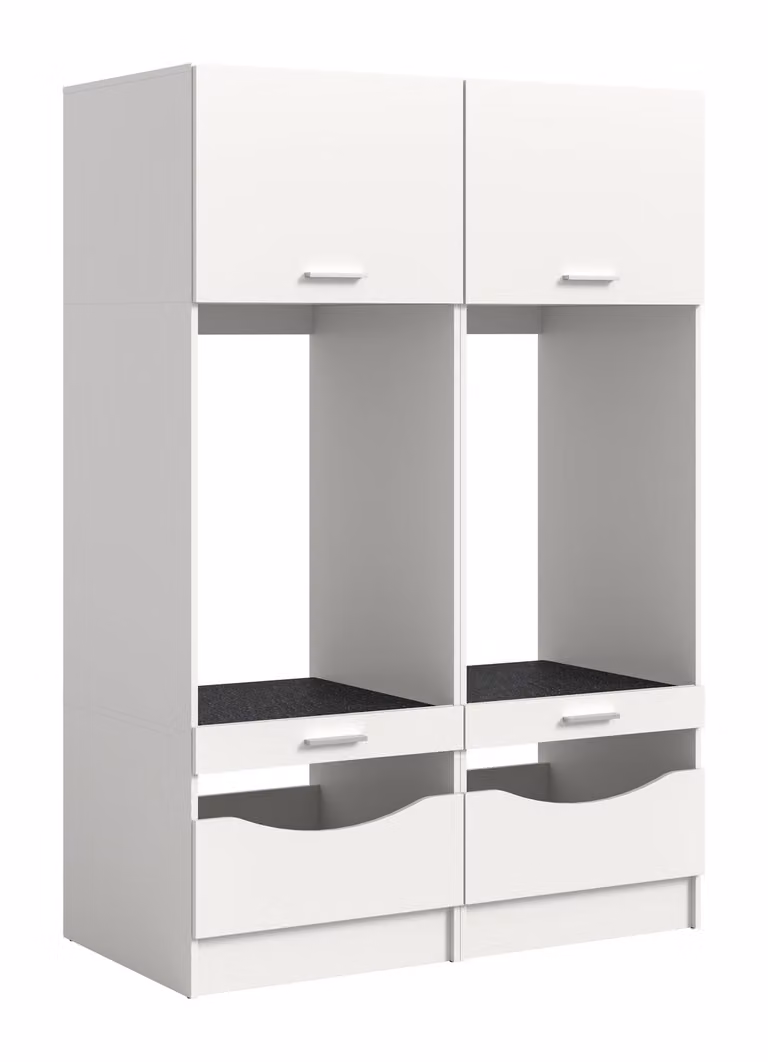 Ebuy24 Wasmachinekast met 4 deuren, 2 vouwdeuren en 2 lades, wit