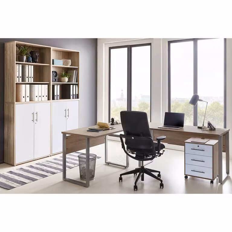 home24 Bureauset XVII 6-delig in bruin Sonoma eikenlook en wit