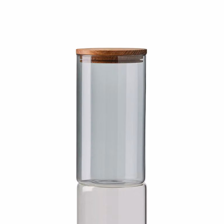 Aida Raw glazen pot met houten deksel medium
