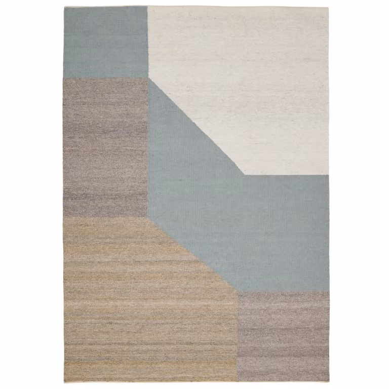 Linie Design Blocchi vloerkleed Aqua, Rechthoekig, Katoen, 200 x 300 cm