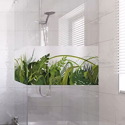 Zelfklevende privacyfolie voor ramen en douchedeuren met La Jungle motief, 40 x 100 cm