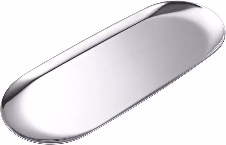 Ovaal dienblad van roestvrij staal voor kaarsen, sieraden en cosmetica, zilver, 23 x 9,5 cm