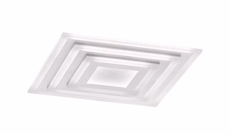 Fischer & Honsel Design plafondlamp Gorden, vierkant, grijs/wit, 60 x 60 cm