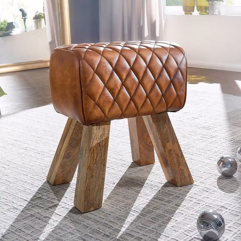 home24 Gestoffeerde hocker Pratella bruin 40 x 40 x 40 cm