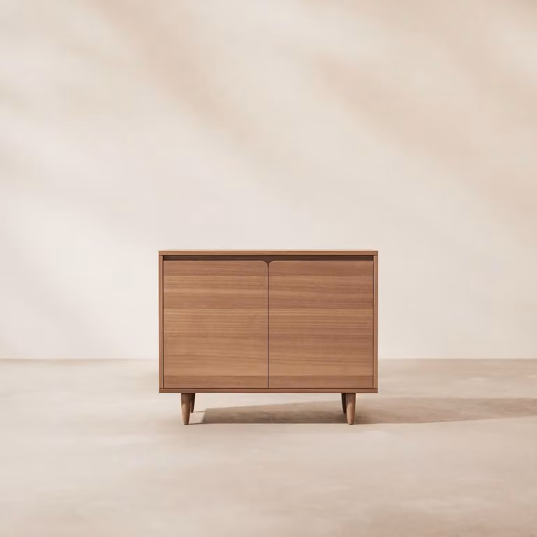 Tikamoon Buffetkast Mid Century in Massief Rubberwood - Bruin - Breedte: 100 cm