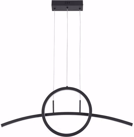 Reality Leuchten Evora LED hanglamp, zwart, 32W, 2560lm, koel wit, B/D/H: 120 x 80 x 6 cm