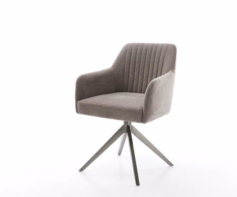 DELIFE Draaistoel Greg-Flex met armleuningen, beige textiel, 360 graden draaibaar