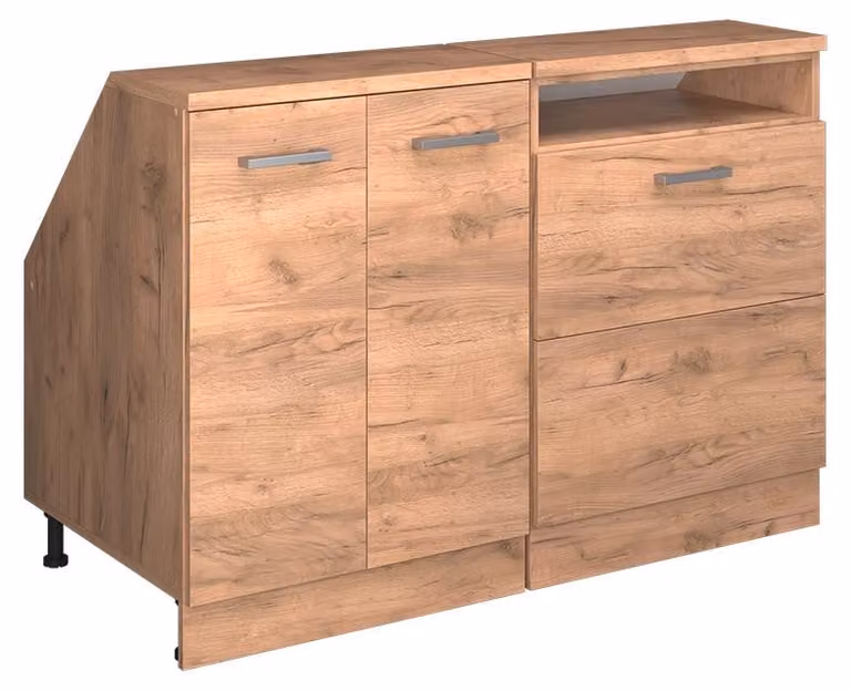 Vicco R-Line Keukenkast voor schuine wand, Set van 2 kastrompen, Krachtige eik goud, Breedte: 120 cm, Diepte: 60 cm