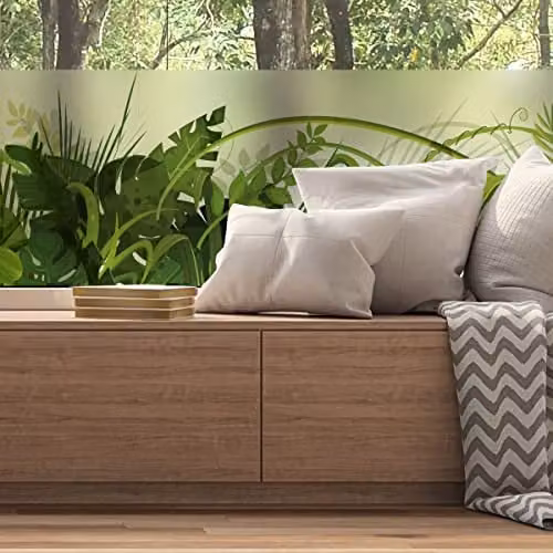 DE JUNGLE Raamfolie voor privacy, ondoorzichtig en zelfklevend, 40 x 200 cm