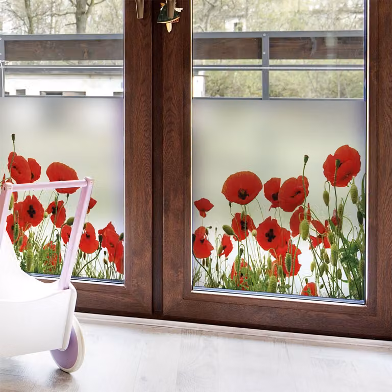 Ambiance Sticker Privacy raamfolie Klaprozen voor ramen en douchedeuren 40 x 100 cm