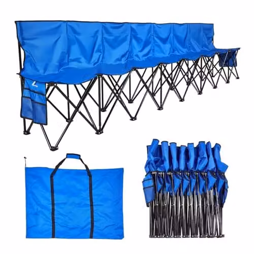 VEVOR Opvouwbare 8-zits bank met rugleuning en zijzakken, blauw