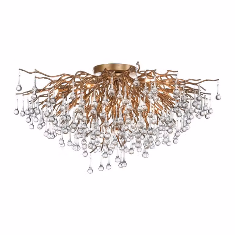 Paul Neuhaus Icicle Kroonluchter messing met kristal, 100 cm