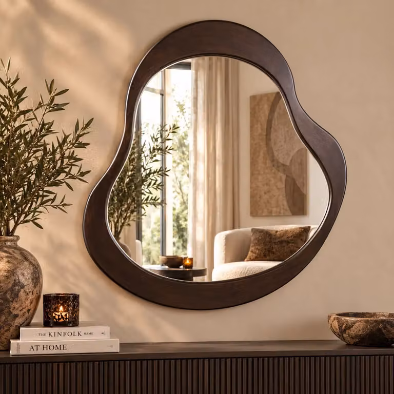 Barragh Spiegel Bruin Hout Organisch Ovaal B: 120 cm, H: 92,5 cm