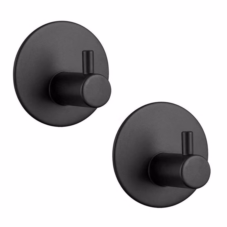 XIVADA Roma Handdoekhaakjes - RVS - Zelfklevend - Zwart - Set van 2