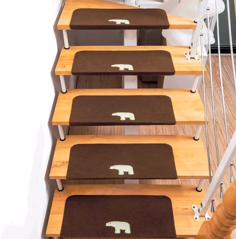 Set van 15 grijze antislip trapmatten voor veilig traplopen, 55 x 22 cm