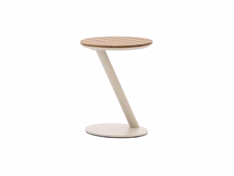 Bellagio Bijzettafel tuin rond beige met aluminium en plastic onderstel Ø40cm