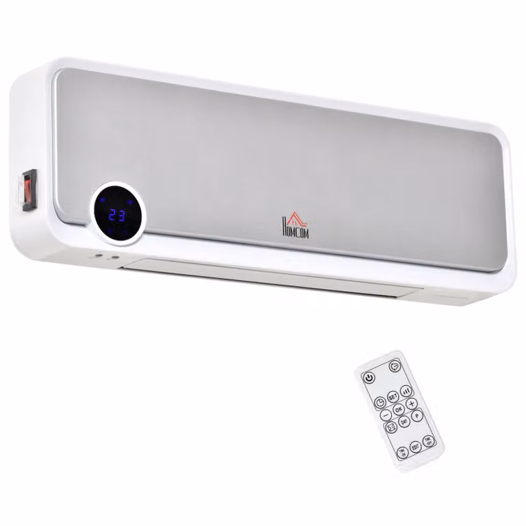 HOMCOM Wandmontage Heater 2000W met Afstandsbediening, 3 Modi en LED-display met 12u Timer