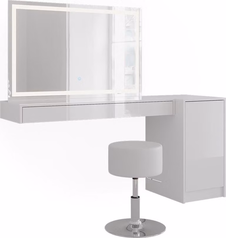 Vicco Kaptafelset Sherry Wit met LED-spiegel, kruk en deurmodule, Breedte: 160.2 cm