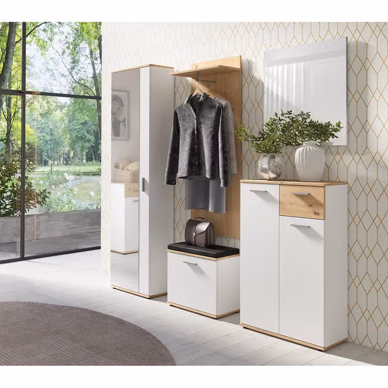 home24 Garderobepaneel bruin/Artisan eikenhouten look B/D/H: 48 x 28 x 140 cm