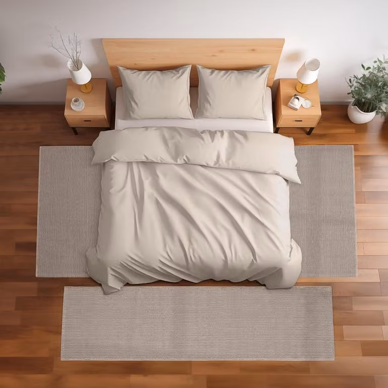3-delige vloerkleed set met tapijt en lopers voor slaapkamer en gang, bruin, 350 x 80 cm