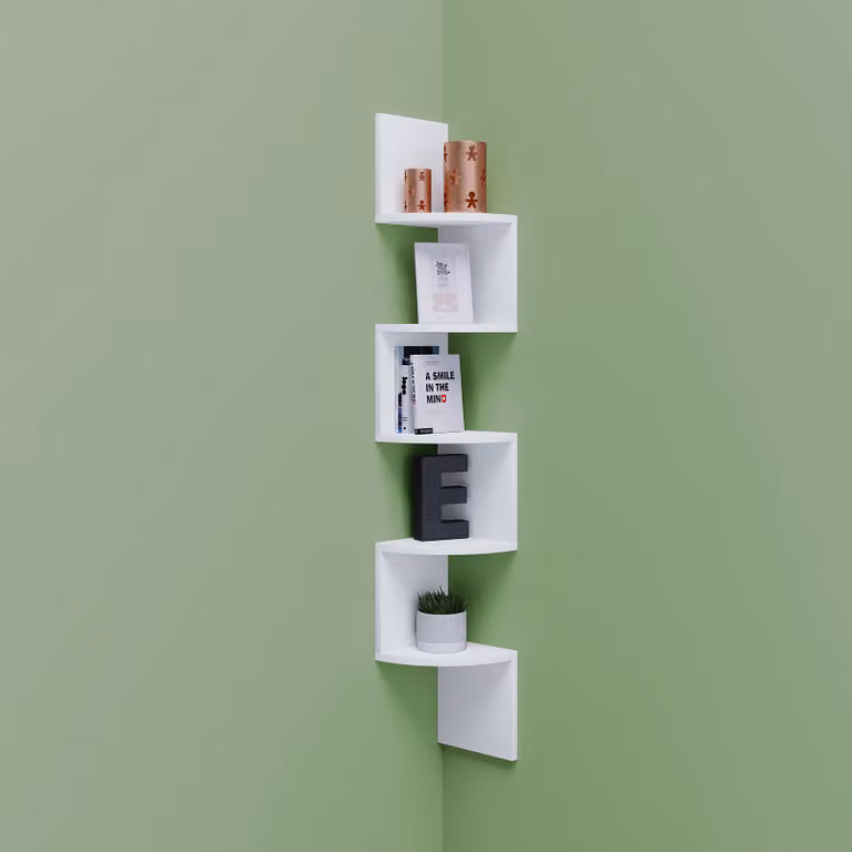 home24 Open hoekwandkast Arik wit/wit B/D/H: 124 x 20 x 20 cm