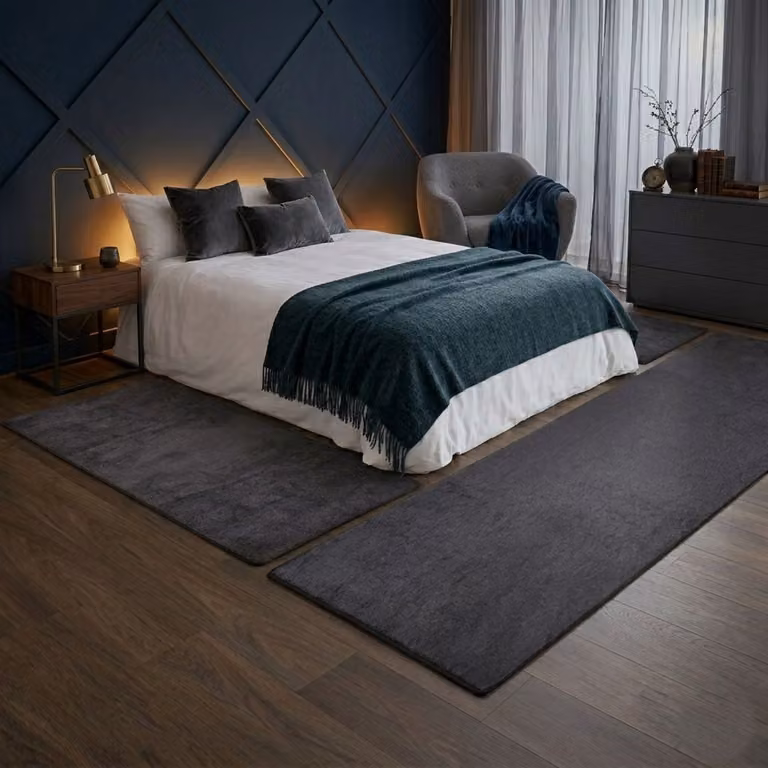 Floordirekt Dynasty Slaapkamer Vloerkleed Set - Antraciet - 1 Loper 80 x 300 cm en 2 Lopers 80 x 150 cm