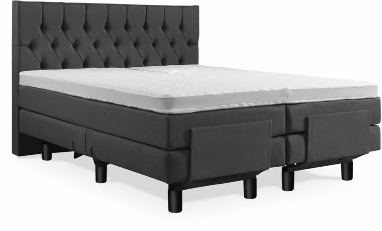 Elektrische Boxspring met Gecapitonneerd Hoofdbord - 1-Persoons - Antraciet - B/D: 70 x 220 cm