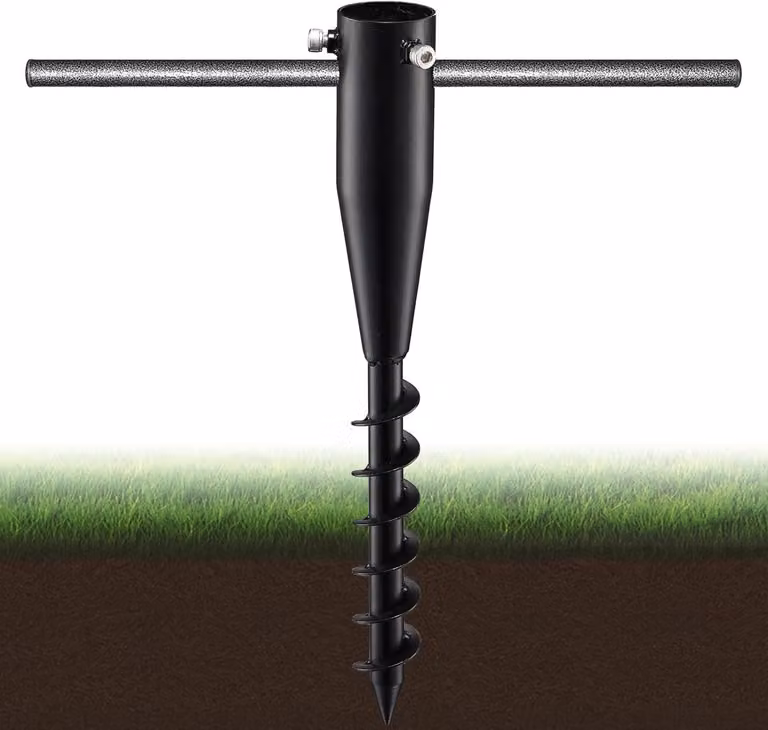 Thijox Strandparaplu-basisanker - Zware spiraalvormige grondparasolbasis van roestvrij metaal - 43 cm