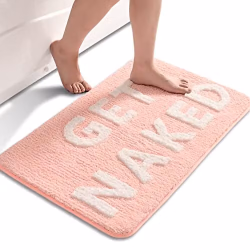 QJHOMO Badkamerteppich Roze en Wit, Zachte Microvezel Antislip Badmat, 50 x 80 cm
