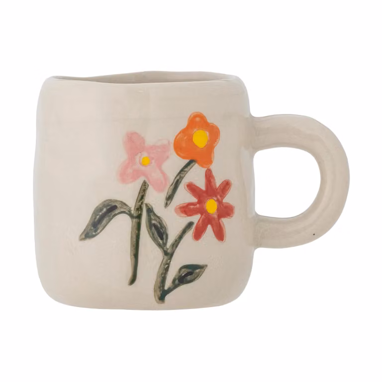 Bloomingville Mini Millie mokken set van 6 stuks wit floral 110 ml