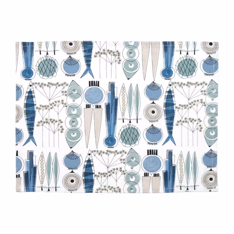 Almedahls Picknick placemat 2-pack Blauw-beige B/D: 34 x 45 cm