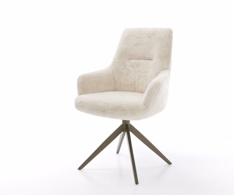 DELIFE Zelia-Flex Draaistoel met Armleuning, Crème-wit Velvet, 360° Draaibaar