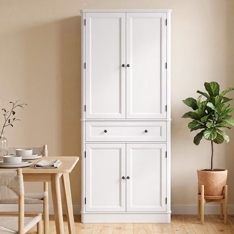 Pugsdrly Keukenkast met 4 deuren, lade en verstelbare legplanken, wit, B: 80 cm, D: 39,5 cm, H: 186,4 cm