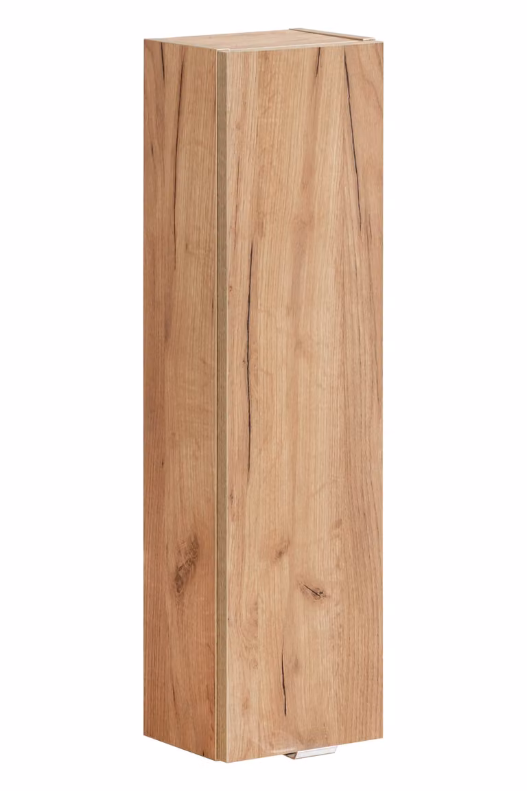 Smalle hangkast voor de badkamer met eikenhoutlook en één deur, Breedte: 20 cm