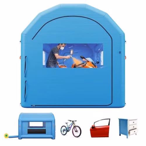 VEVOR Opblaasbare Spuitcabine Blauw, B/D/H: 400 x 300 x 275 cm, met 750W ventilator en actieve koolstoffilter