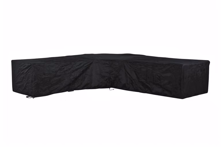 Garden Collections Loungesethoes voor L-vormige hoekbank rechts, zwart, waterafstotend polyester, Breedte: 330 cm, Diepte: 260 cm