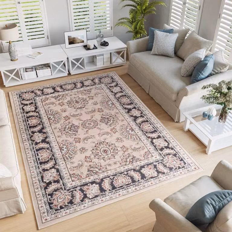 Tapiso Colorado Vloerkleed Beige Gebloemd met Oosters Design, 250 x 350 cm
