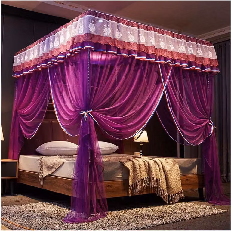 Paars Hemelbed Frame van Metaal voor de Slaapkamer, 120 x 200 cm