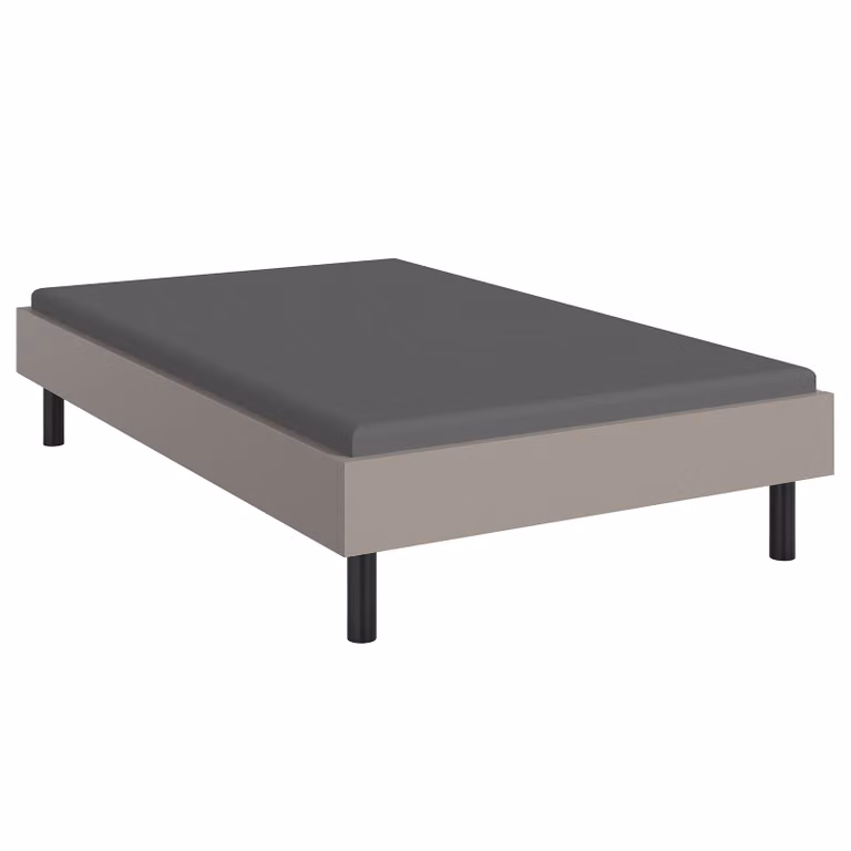 home24 Futonbed Easy - Modern Futonbed in Grijs/Saharagrijs en Zwart, B/D/H: 120 x 200 x 55 cm