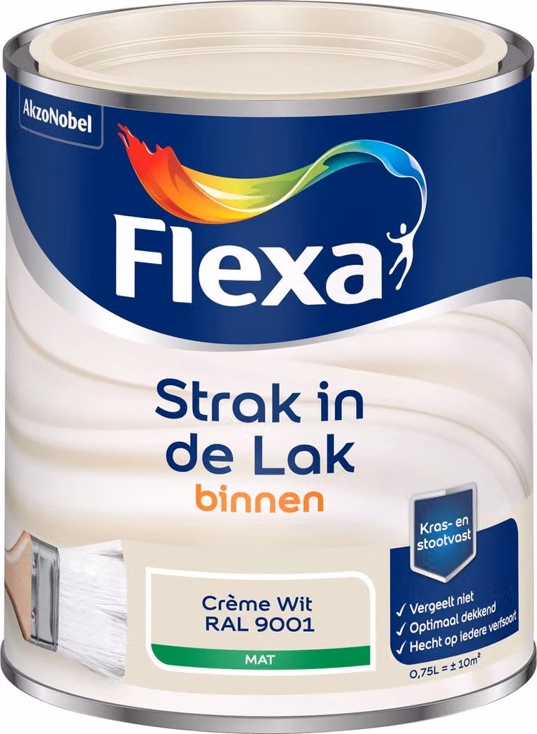 Flexa Strak In De Lak Binnenlak Mat - Crème Wit / Ral 9001 - 750 ml