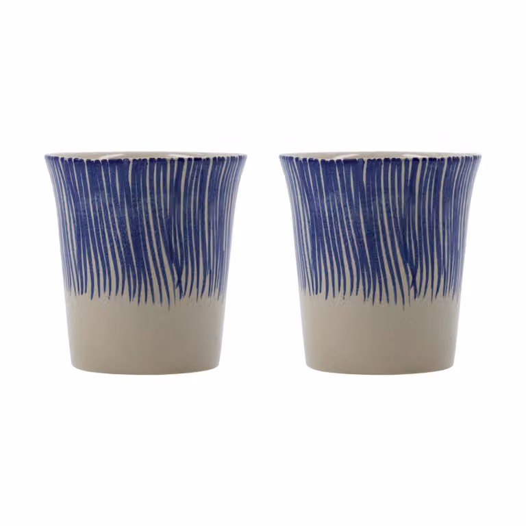 House Doctor Diva mokken set van 2 stuks blauw en beige 25 cl