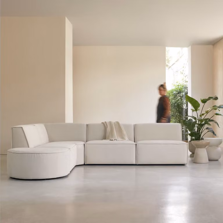 Tikamoon Dario Modulaire Hoekbank, 5/6-Zits, Beige Stof